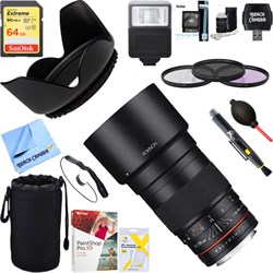 Rokinon 135mm F2.0 ED UMC Telephoto Lens for Canon DSLR + 