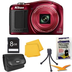 Nikon COOLPIX L620 18.1 MP CMOS 14x Zoom 1080p HD Red Digital Camera Kit