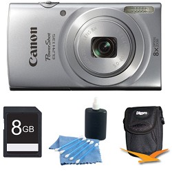 Canon PowerShot ELPH 135 16MP 8x Optical Zoom Digital Camera Silver Kit