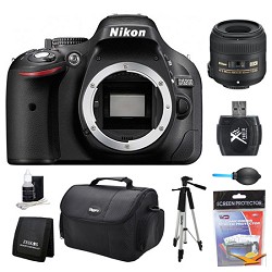 Nikon D5200 DX Format Digital SLR Camera Body 40mm Lens Kit