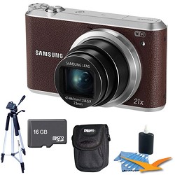 Samsung WB350 16.3MP 21x Opt Zoom Smart Camera Brown 16GB Kit