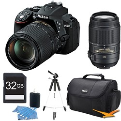 Nikon D5300 DX Format 24.2 MP DSLR Camera 18 140mm Kit Lens and 55 300mm Lens Bu