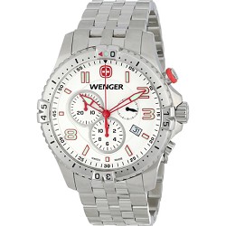 Wenger Mens Squadron Chrono Watch   White Dial/Stainless Steel Bracelet