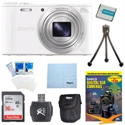 Sony Cyber shot DSC WX350 Digital Camera White 16GB Kit