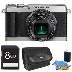 Olympus SH 1 16MP HD 1080p 24x Opt Zoom Digital Camera Silver 8 GB Kit