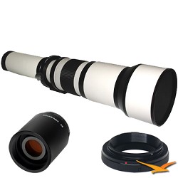 Rokinon 650 1300mm F8.0 F16.0 Zoom Lens for Samsung NX with 2x Multiplier (White