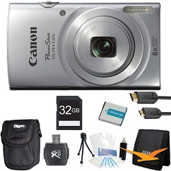 Canon PowerShot ELPH 135 16MP 8x Optical Zoom Digital Camera Silver Kit