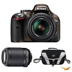 Nikon D5200 DX Format Bronze Digital SLR Camera with 18 55mm & 55 200mm VR Lens