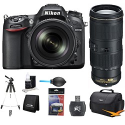 Nikon D7100 DX Format Digital HD SLR with 18 105mm and 70 200mm Lens Bundle