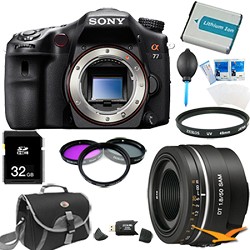 Sony SLTA77V   a77 Digital SLR 24.3 MP Body and 50mm f1.8 Lens Bundle