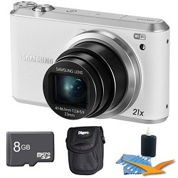 Samsung WB350 16.3MP 21x Opt Zoom Smart Camera White 8GB Kit