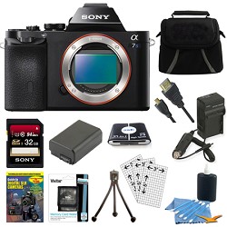 Sony ILCE 7S/B a7S Full Frame Mirrorless Camera 32GB SDHC Card & Battery Bundle