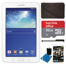 Samsung Galaxy Tab 3 Lite 7.0 White 8GB Tablet, 32GB Card, Headphones, and Case