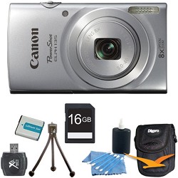 Canon PowerShot ELPH 135 16MP 8x Optical Zoom Digital Camera Silver Kit