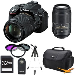 Nikon D5300 DX Format 24.2MP DSLR Camera 18 140mm and 55 300mm Pro Lens Bundle (